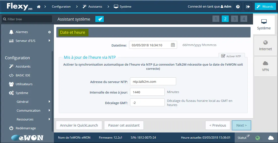 Flexy Date et heure inchangée